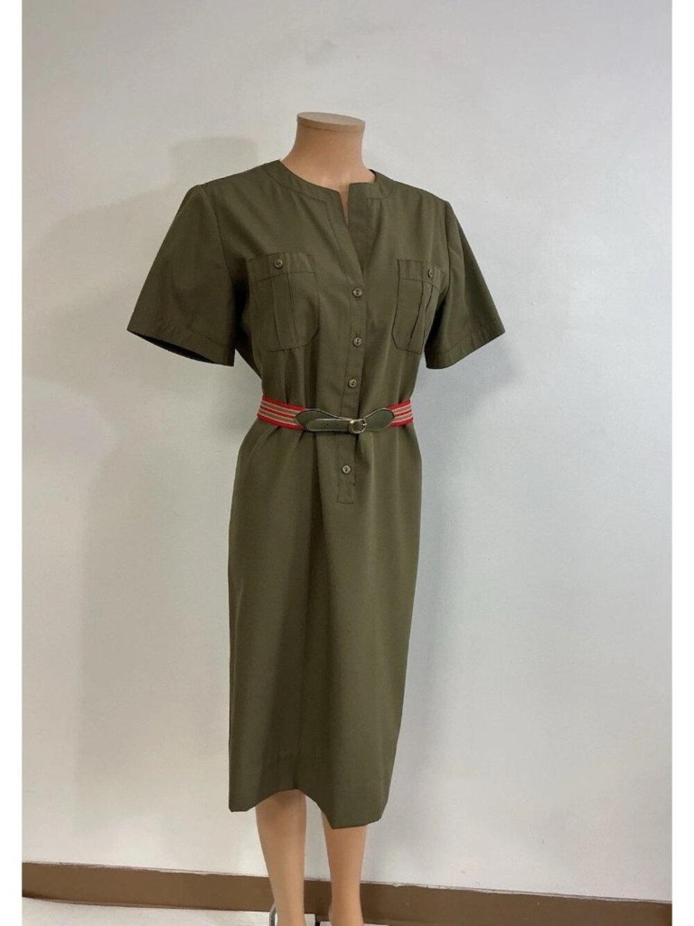 Vintage 1960’s BUTTE Dress Belted Safari Style Made USA Womens Large